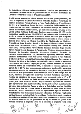 Ata da Audi&ecirc;ncia P&uacute;blica da Prefeitura Municipal de Timba&uacute;ba