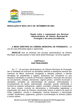 RESOLUÇÃO 082003 - ESTRUTURA ADMINISTRATIVA DA CÂMARA