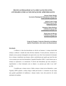 pr&aacute;ticas pedag&oacute;gicas na educa&ccedil;&atilde;o infantil: atividades l&uacute;dicas nos