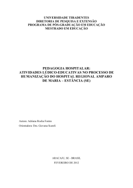 pedagogia hospitalar - PPED Mestrado e Doutorado em Educa&ccedil;&atilde;o