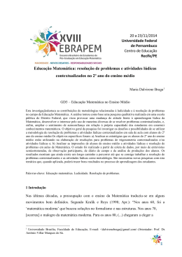 Educa&ccedil;&atilde;o Matem&aacute;tica: resolu&ccedil;&atilde;o de problemas e atividades l&uacute;dicas