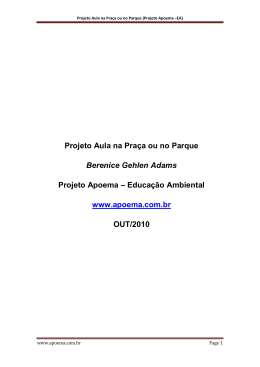 Projeto Aula na Pra&ccedil;a ou no Parque