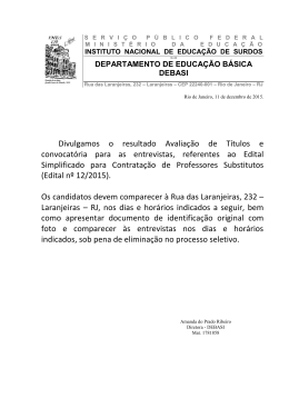 Divulgamos o resultado Avalia&ccedil;&atilde;o de T&iacute;tulos e convocat&oacute;ria