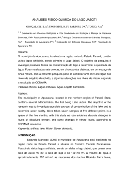 ANALISES FISICO QUIMICA DO LAGO JABOTI