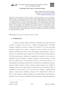 A liberdade como causa da a&ccedil;&atilde;o m&aacute; em Kant
