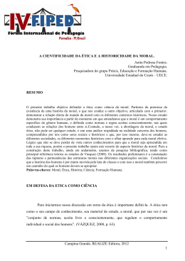 EM DEFESA DA &Eacute;TICA COMO CI&Ecirc;NCIA