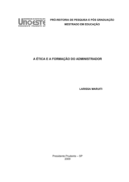 A &Eacute;TICA E A FORMA&Ccedil;&Atilde;O DO ADMINISTRADOR