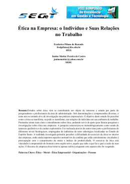 &Eacute;tica na Empresa: o Indiv&iacute;duo e Suas Rela&ccedil;&otilde;es no Trabalho