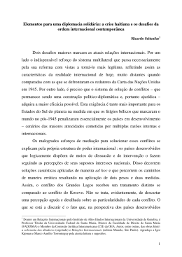 Elementos para uma diplomacia solid&aacute;ria: a
