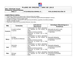 PLANO DE ENSINO – ANO DE 2013 COMPETÊNCIA GERAL: Mês