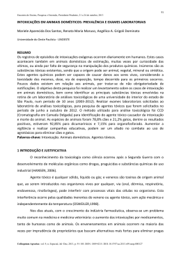 INTOXICA&Ccedil;&Otilde;ES EM ANIMAIS DOM&Eacute;STICOS