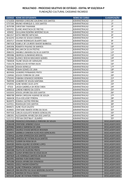 resultado - processo seletivo de est&aacute;gio - edital n&ordm; 010/2014