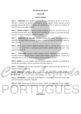PRÉ-PROVA PUC 2015/1 PORTUGUÊS CARLOS LUZARDO DICA