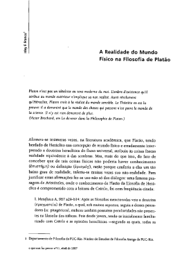 "A realidade do mundo físico na filosofia de Platão": págs 87