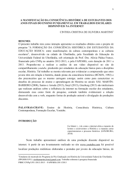 a manifesta&ccedil;&atilde;o da consic&ecirc;ncia hist&oacute;rica de estudantes dos anos