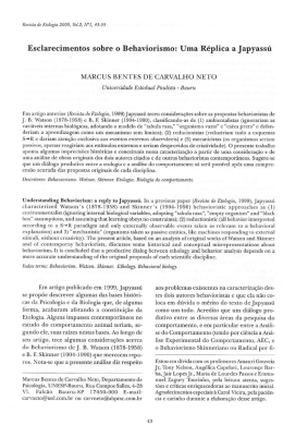 Esclarecimentos sobre o Behaviorismo: Uma R&eacute;plica a Japyass&uacute;