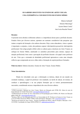 os saberes docentes no ensino de artes visuais
