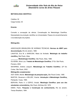 Ement&aacute;rio curso Artes Visuais