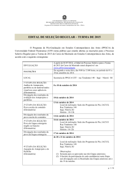 Edital para a Sele&ccedil;&atilde;o da turma de 2015