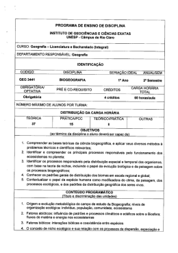 Biogeografia - Instituto de Geociências e Ciências Exatas