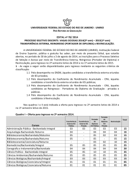 Edital de Transfer&ecirc;ncia Externa, Reingresso e Revincula&ccedil;&atilde;o