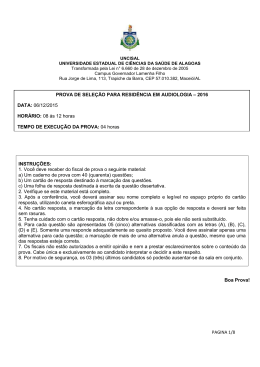 Prova Resid&ecirc;ncia em Audiologia 2016