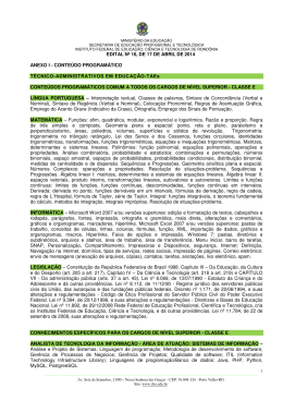 EDITAL N&ordm; 16, DE 17 DE ABRIL DE 2014 ANEXO I