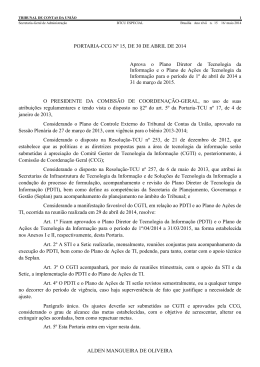 PORTARIA-CCG N&ordm; 15, DE 30 DE ABRIL DE 2014 Aprova o Plano