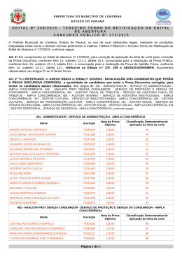 EDITAL N&ordm; 248/2015 - TERCEIRO TERMO DE RETIFICA&Ccedil;&Atilde;O DO