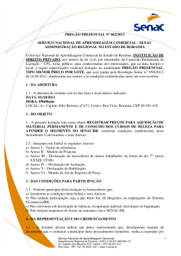 PREG&Atilde;O PRESENCIAL N&ordm; 062/2013 SERVI&Ccedil;O NACIONAL