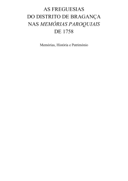 as freguesias do distrito de bragan&ccedil;a nas mem&oacute;rias paroquiais