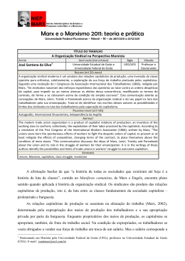 322. A Organiza&ccedil;&atilde;o Sindical na Perspectiva Marxista - NIEP-MARX