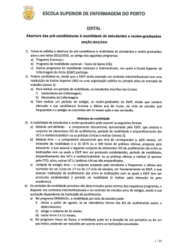 Edital de abertura - Escola Superior de Enfermagem do Porto