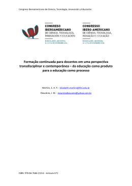 Forma&ccedil;&atilde;o continuada para docentes em uma perspectiva