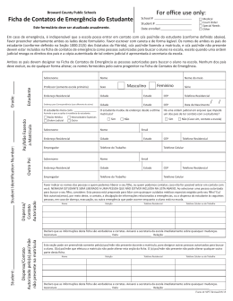 Ficha de Contatos de Emerg&ecirc;ncia do Estudante For office use only: