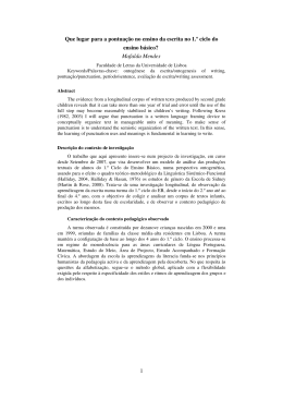 Que lugar para a pontua&ccedil;&atilde;o no ensino da escrita no 1.&ordm; ciclo
