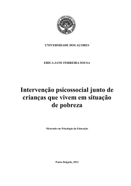Interven&ccedil;&atilde;o psicossocial junto de crian&ccedil;as que vivem em situa&ccedil;&atilde;o