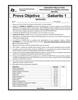Prova Objetiva Gabarito 1
