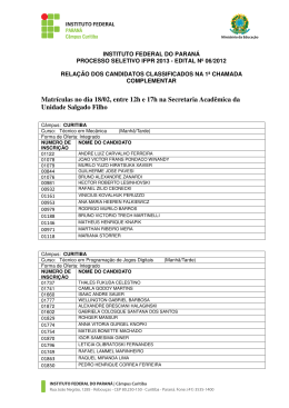 1&ordf; Chamada Complementar - C&acirc;mpus Curitiba
