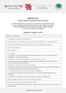 Lista de Trabalhos Aceitos - SEMTEC 2015.