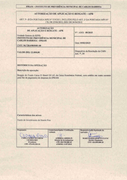 Autorização de Aplicação e Resgate 03/2015