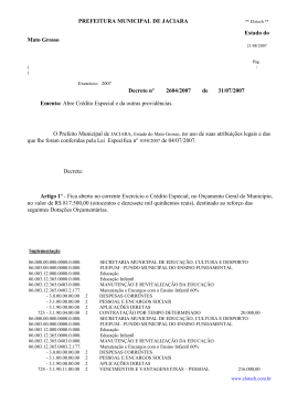 PREFEITURA MUNICIPAL DE JACIARA Estado do Mato Grosso