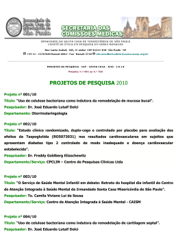 PROJETOS DE PESQUISA 2010 - Irmandade da Santa Casa de