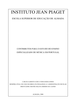 Contributos para o estudo do ensino especializado de m&uacute;sica em