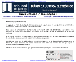 TJ-GO DIÁRIO DA JUSTIÇA ELETRÔNICO - EDIÇÃO 288