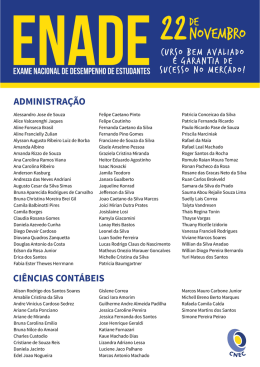 Lista de Selecionados para realizar a prova do ENADE