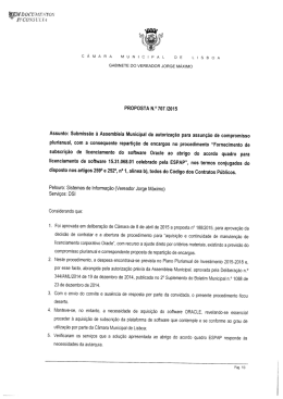 Assunto: Submissão à Assembleia Municipal da autorização para