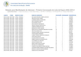 Primeira Convoca&ccedil;&atilde;o da Lista de Espera SiSU 2015-1