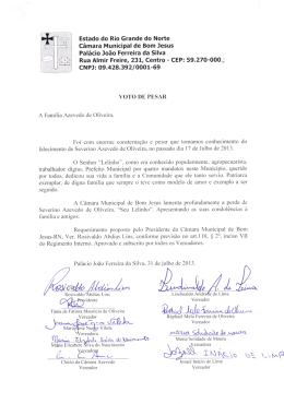 Voto de Pesar – Severino Azevedo de Oliveira (Lelinho)