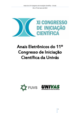 Anais do 11&ordm; Congresso de Inicia&ccedil;&atilde;o Cient&iacute;fica